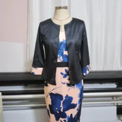 Cropped 3/4 Sleeve Top Plus Size Women's Career Dress Spring Fall Two-Piece Set -Deals Toggenix Store 580cc2c4d41a593e