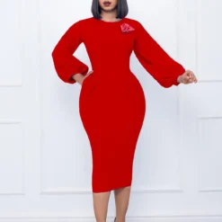 Women's Fall Winter Solid Color Bodycon Pro Ol Chic Plus Size African Dress 24 Women's Fall Winter Solid Color Bodycon Pro Ol Chic Plus Size African Dress -Deals Toggenix Store 5840a5c646565eba
