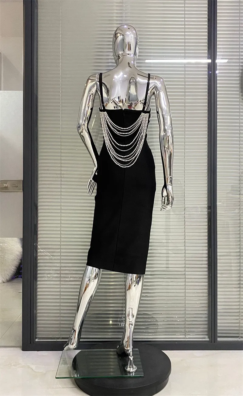 Gorgeous Beaded Sexy Cutout Strap Elegant Chic White Bandage Evening Gown 7 Gorgeous Beaded Sexy Cutout Strap Elegant Chic White Bandage Evening Gown - Image 7