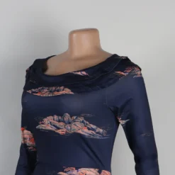 Printed Long Sleeve Pleated Bodycon Dress -Deals Toggenix Store 58e66dbc705617a9