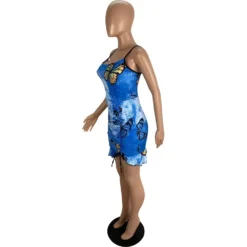 Women Summer Sexy Butterfly Print Strap Dress -Deals Toggenix Store 59d088e3a3d65372
