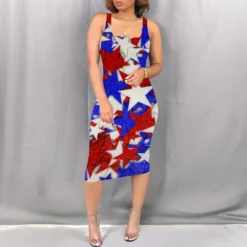 Print Strap Slim Sexy Midi Dress -Deals Toggenix Store 59deb12a3bbc59a5