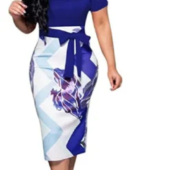 Fashion Print Zip Short Sleeve Tight Fitting Bodycon Dress -Deals Toggenix Store 5affc3ec761ba360