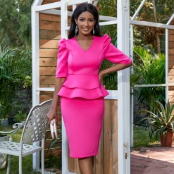 Fake Two Piece Style Cocktail Party Ruffled High Waist Bodycon Dress -Deals Toggenix Store 5b9752c1fecbb298