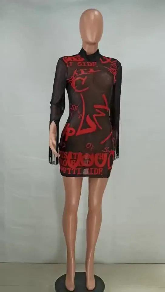 Women Sexy Mesh Tassel Dress 2 Women Sexy Mesh Tassel Dress - Image 2