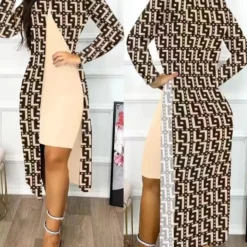 Ladies Fashion Chic Slit Print 2-Piece Dress Set -Deals Toggenix Store 5c359c6f47075ee7