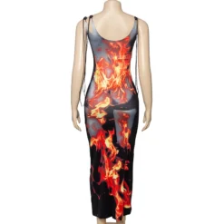 Women Sleeveless Flame Print Bodycon Dress -Deals Toggenix Store 5c586b2b6b3516c3