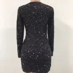 Women Sexy Black Sequins Double Breasted Long Sleeve Career Dress -Deals Toggenix Store 5cdd9dbaab15c566