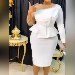 Elegant Patchwork Beaded High Waist Slim Fit Party Dress -Deals Toggenix Store 5db0efc2947bd0a5