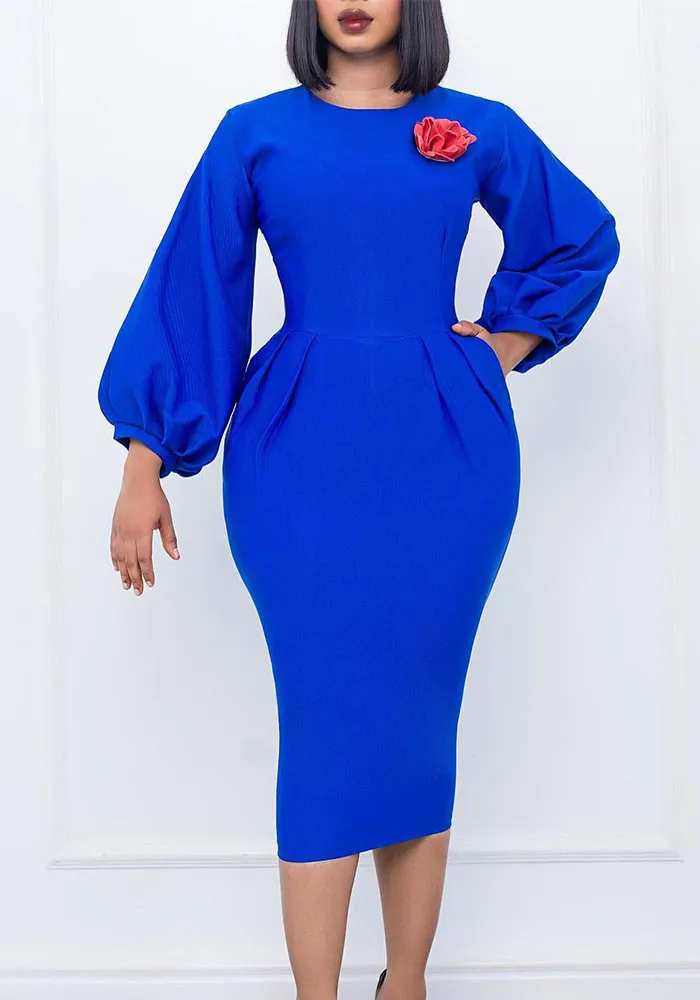 Women's Fall Winter Solid Color Bodycon Pro Ol Chic Plus Size African Dress 10 Women's Fall Winter Solid Color Bodycon Pro Ol Chic Plus Size African Dress - Image 10