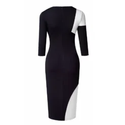Women Round Neck Zip Contrast Bodycon Dress -Deals Toggenix Store 5f59c3d84687639e