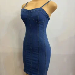 Women's Summer Sexy Strap Patchwork Denim Dress
