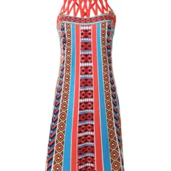 Women Cutout Halter Neck Print Mini Dress -Deals Toggenix Store 60e9919adf30a713