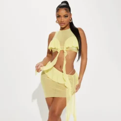 Women Sleeveless Crop Top Andmesh See-Through Skirt Two-Piece Set -Deals Toggenix Store 61154b4e0fa2bd2a