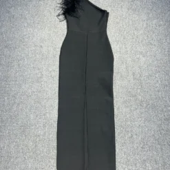 Women Elegant Slash Shoulder Sleeveless Ostrich Feather Bandage Maxi Dress Evening Dress 14 Women Elegant Slash Shoulder Sleeveless Ostrich Feather Bandage Maxi Dress Evening Dress -Deals Toggenix Store 611617e2ce60c3e6