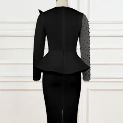 Elegant Patchwork Beaded High Waist Slim Fit Party Dress -Deals Toggenix Store 613bfdf8cc26916a