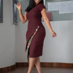 Summer Elegant Short Sleeve Slit Patchwork Dress African Plus Size Dress -Deals Toggenix Store 615b446a422e80ca