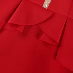 Round Neck See-Through Beaded Flare Sleeve Sexy Peplum Dress