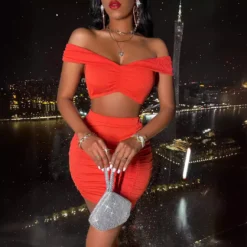 Summer Casual Sexy Women's Sexy Solid Color Off Shoulder Skirt Set 11 Summer Casual Sexy Women's Sexy Solid Color Off Shoulder Skirt Set -Deals Toggenix Store 6295b33258410c34
