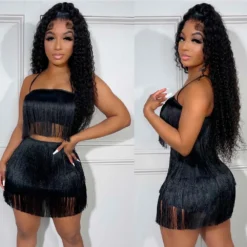 Sexy Nightclub Straps Tassel Top Short Skirt Two-Piece Set -Deals Toggenix Store 631b35a9399fb2dd