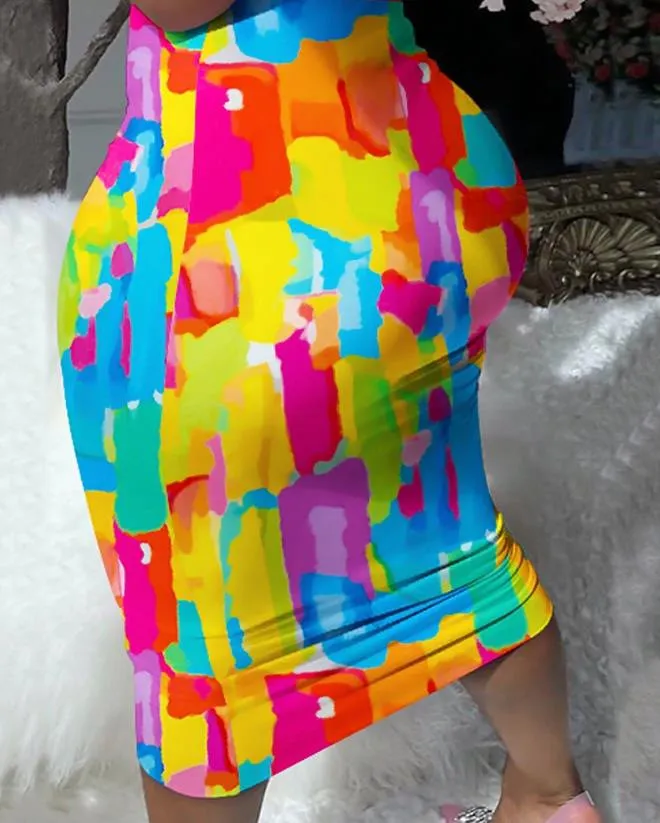 Women's Printed Round Neck Short Sleeve T-Shirt Slim Fit Skirt Sexy Two Piece Set 2 Women's Printed Round Neck Short Sleeve T-Shirt Slim Fit Skirt Sexy Two Piece Set - Image 2