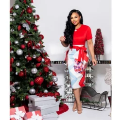 Fashion Print Zip Short Sleeve Tight Fitting Bodycon Dress -Deals Toggenix Store 633aff49e5710c86