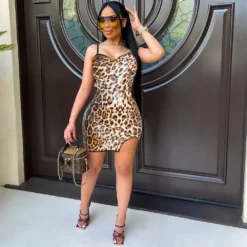 Women's Cutout Sexy Slim Fit Leopard Sequin Strapless Dress Nightclub -Deals Toggenix Store 640c4f463168009e