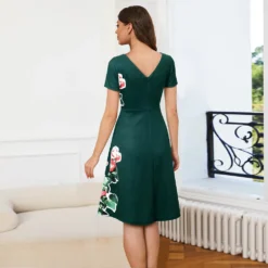 Summer Vintage Print Elegant Round Neck Irregular Dress For Women -Deals Toggenix Store 65d9657d6114d515