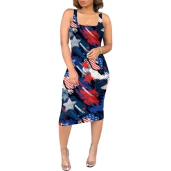 Print Strap Slim Sexy Midi Dress -Deals Toggenix Store 6678b10e74112d77