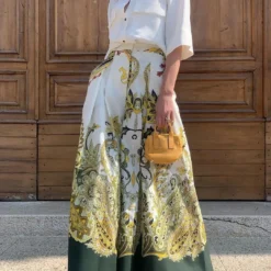 Women Autumn Single-breasted Shirt And High-waist Printed Wide-leg Pants Two-piece Set -Deals Toggenix Store 66ee3aec51e240f5