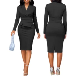 Sexy And Fashionable Solid Color Career Women's V-Neck Dress -Deals Toggenix Store 6798183596f56760