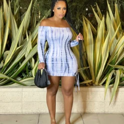 Women'S Fashion Print Off Shoulder Long Sleeve Slim Bodycon Dress -Deals Toggenix Store 697e435668dd2889