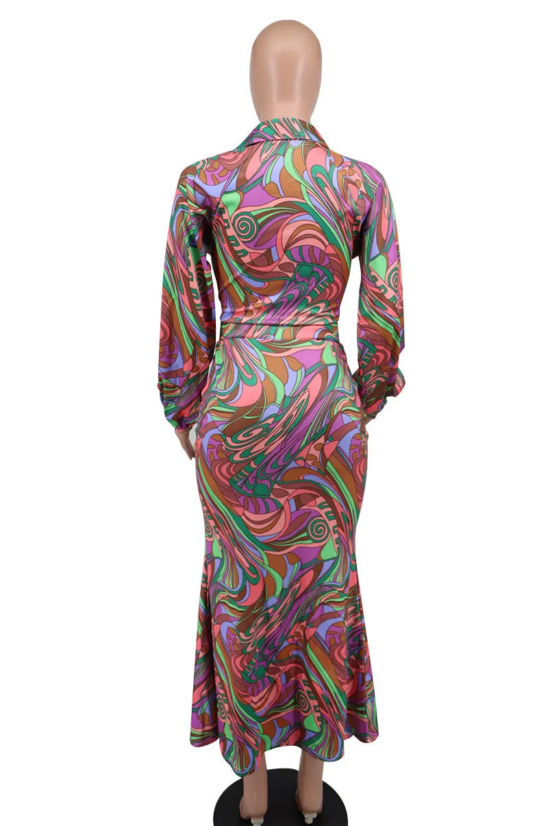 Fashion Spring Casual Print Long Sleeve Two-Piece Women'S Skirt Set 6 Fashion Spring Casual Print Long Sleeve Two-Piece Women'S Skirt Set - Image 6