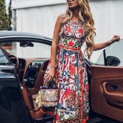 Women Summer Print Round Neck Sleeveless Dress -Deals Toggenix Store 6aaca9eeafc1201a