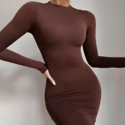 Spring And Autumn Tight Fitting Slim Solid Color Sexy Bodycon Long Dress For Women -Deals Toggenix Store 6ab39fbfd9687231