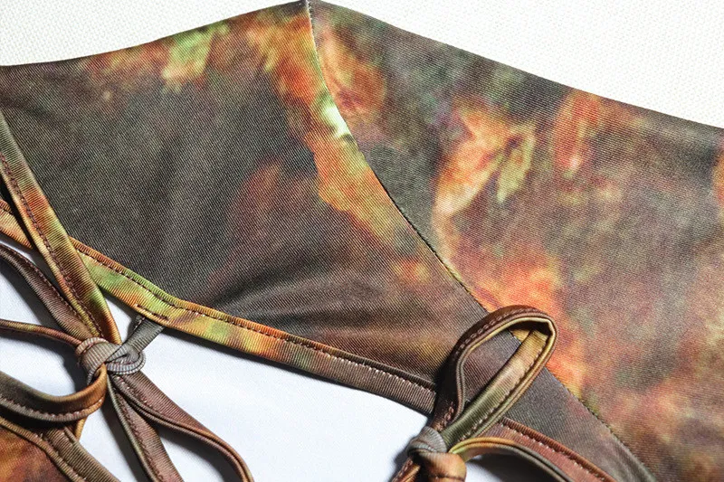 Fashion Printed Retro Long Sleeve Round Neck Hollow Lace-Up Bodycon Women's Dress 10 Fashion Printed Retro Long Sleeve Round Neck Hollow Lace-Up Bodycon Women's Dress - Image 10