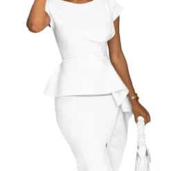 Plus Size Women Round Neck Solid Short Sleeve Slit Dress -Deals Toggenix Store 6cf58a848b06e9f7