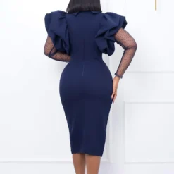 Women'S Fall/Winter Mesh And Pleated Plus Size Ol Chic Career Dress -Deals Toggenix Store 6dcddd65d449f18e