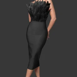 Fashion Dress Strapless Feather Chic Bandage Dress Women -Deals Toggenix Store 6dec334268dac669
