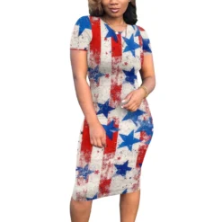 Print Short Sleeve Sexy Midi Dress -Deals Toggenix Store 6f9af1dcddd77711