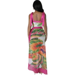 Fashion Casual Women's Sleeveless Printed Lace Up Strap Bodysuit Skirt Set -Deals Toggenix Store 70faf5739b561088