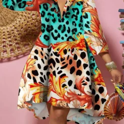 Women'S Fashion Print Long Sleeve Loose Casual Dress -Deals Toggenix Store 71d3160b71e7442c