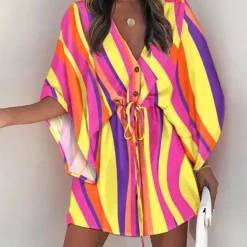 Summer Loose Sleeve V-Neck Casual Holidays Dress With Belt 39 Summer Loose Sleeve V-Neck Casual Holidays Dress With Belt -Deals Toggenix Store 7418b598d4b14969