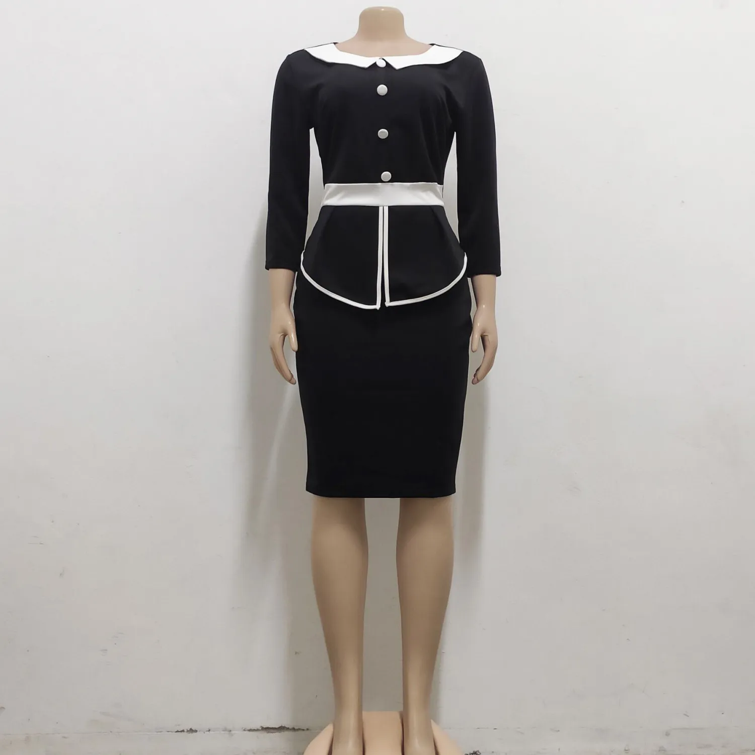 Women Solid 3/4 Sleeve Dress 6 Women Solid 3/4 Sleeve Dress - Image 6