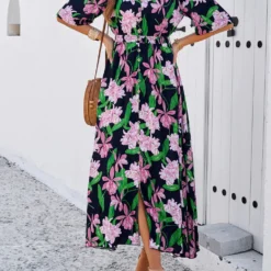 Women's Spring Summer Holidays Casual Printed Split Dress -Deals Toggenix Store 744a91929d9778dc