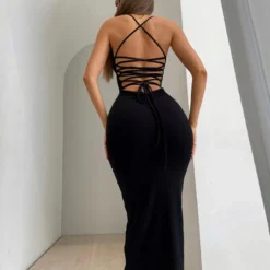 Women Spring Summer Sexy Backless Lace-Up Solid Dress -Deals Toggenix Store 74988902fc141adb