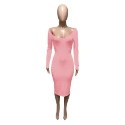 V-Neck Off-Shoulder Ribbed Slim Sexy Dress -Deals Toggenix Store 74a17944b7728682