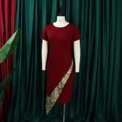 Summer Elegant Short Sleeve Slit Patchwork Dress African Plus Size Dress -Deals Toggenix Store 75349890c95c832f