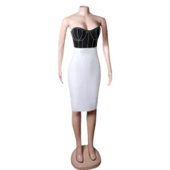 Spring Strapless Tight Fitting Dress Black & White Patchwork Bandage Dress Chic Diamond-Encrusted Dress 16 Spring Strapless Tight Fitting Dress Black & White Patchwork Bandage Dress Chic Diamond-Encrusted Dress -Deals Toggenix Store 76a258a259991fe7
