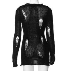 Women Ripped Hollow Long Sleeve Mini Dress -Deals Toggenix Store 76b12bd5708dd91d